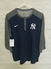 Nike Dri Fit Mens NY Yankees 3/4 Sleeve Raglan Baseball Shirt Size XL Blue Gray